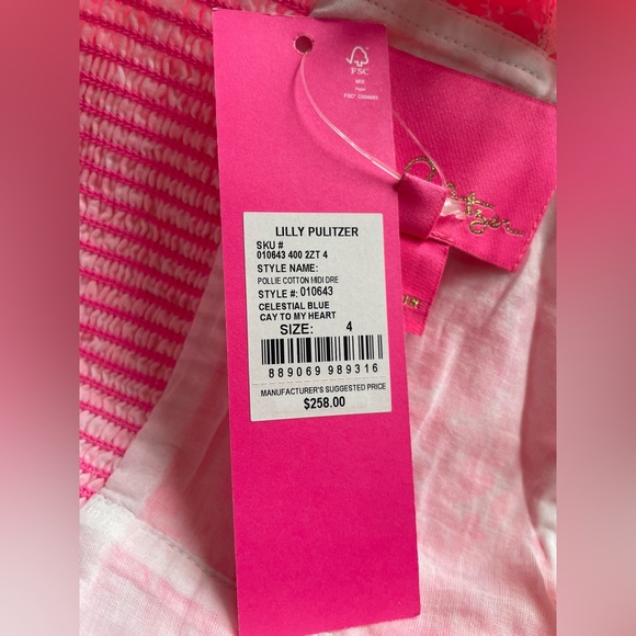 New Lilly Pulitzer Womens Pollie Cotton Dress Pink Shandy Invest A Gator Size 6 - Picture 14 of 16